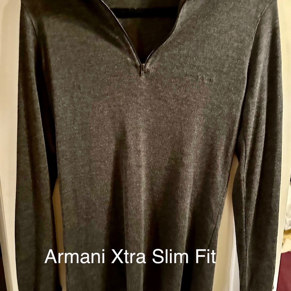Armani 3/4 Zip Pullover Slim Fit Large